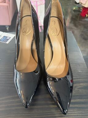 Sam Edelman Black Patent Pointed-Toe Pumps